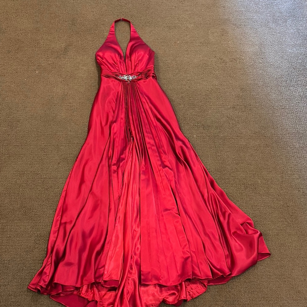 Tony Bowls Red Cut Out Backless Prom Gown